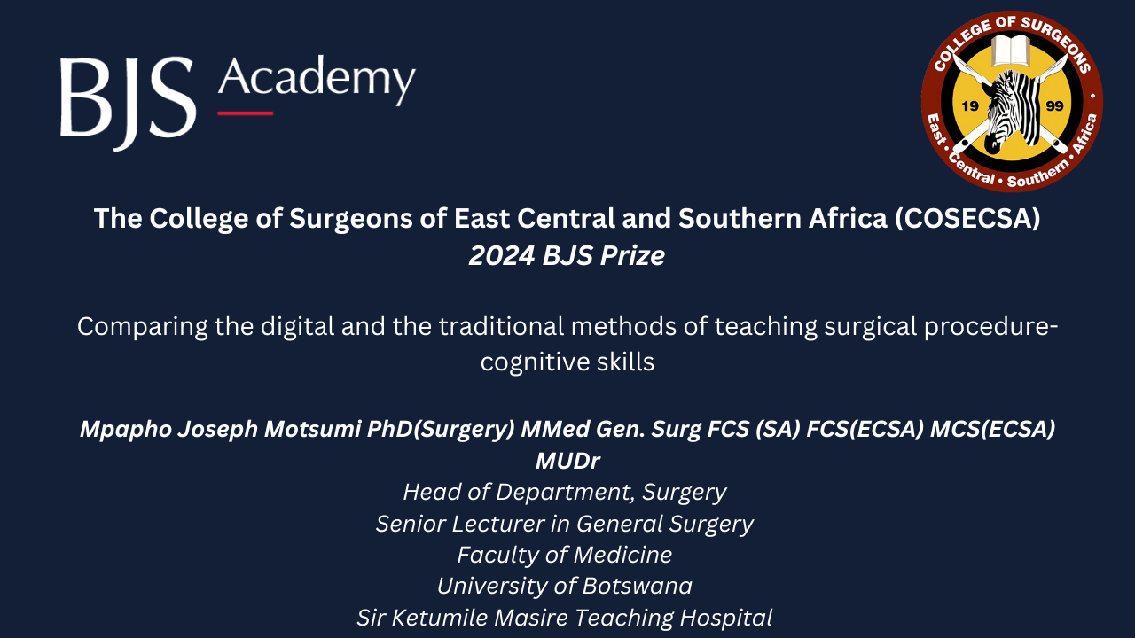2024 COSECSA BJS Prize: Comparing the digital and the traditional methods of teaching surgical procedure-cognitive skills