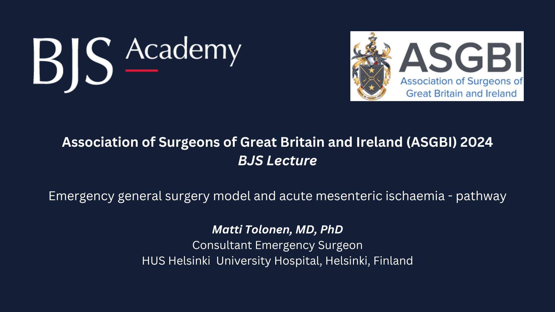 2024 ASGBI BJS Lecture: Emergency general surgery model and acute mesenteric ischaemia – pathway